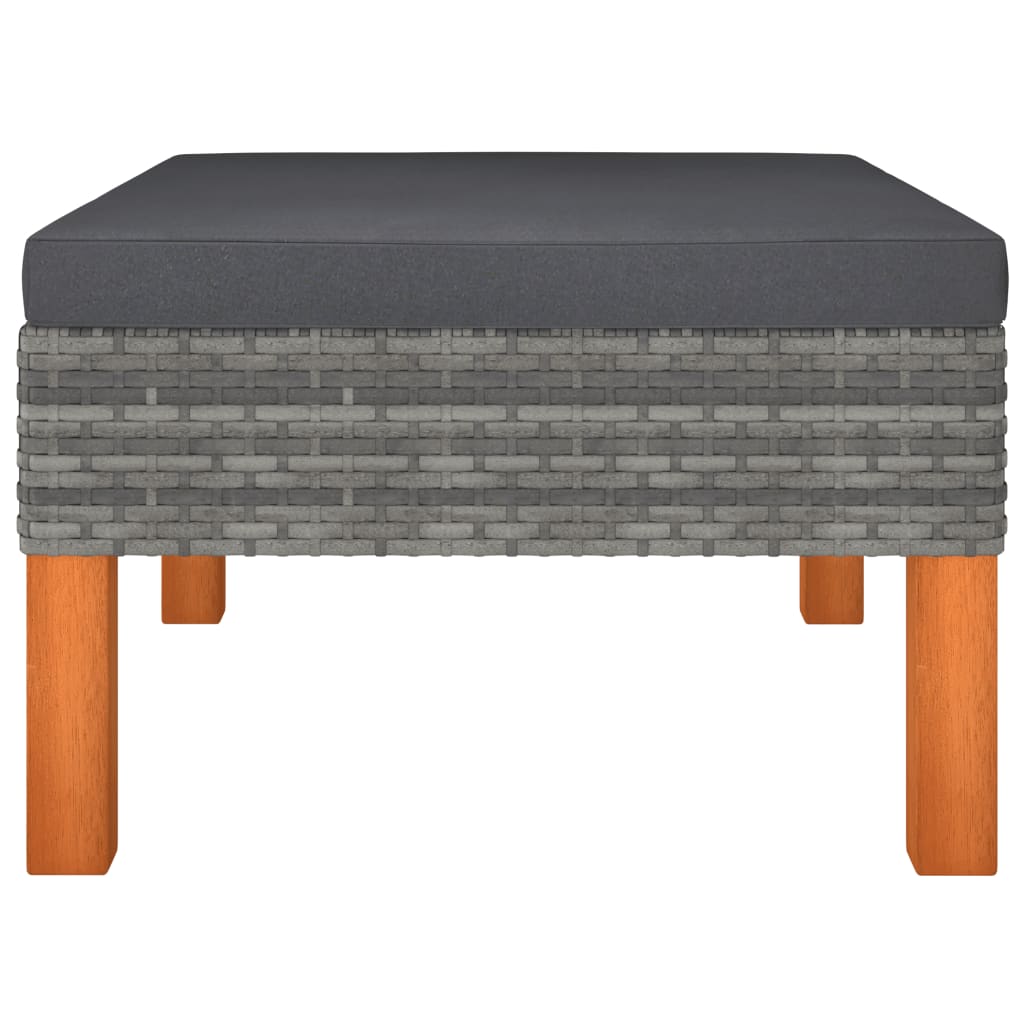 9-tlg. Garten-Lounge-Set Poly Rattan und Eukalyptusholz Grau